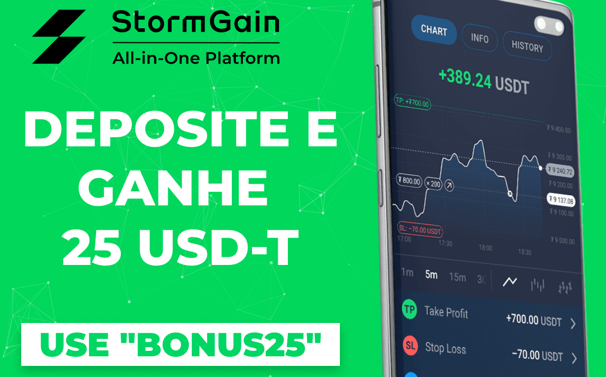 StormGain Airdrop " Nárok na 25 tokenů USDT zdarma (~ 25 USD)