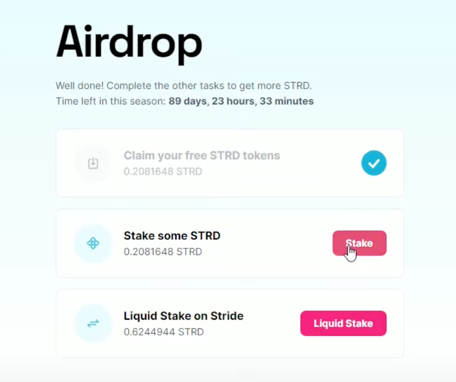 Stride Airdrop » Тегін STRD токендерін талап етіңіз